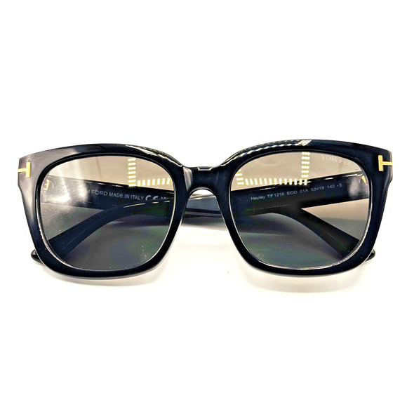 Tom Ford Sunglasses HAYLAY TF1216 01A Shiny Black Square Frame Smoke Lens 53mm main image 16
